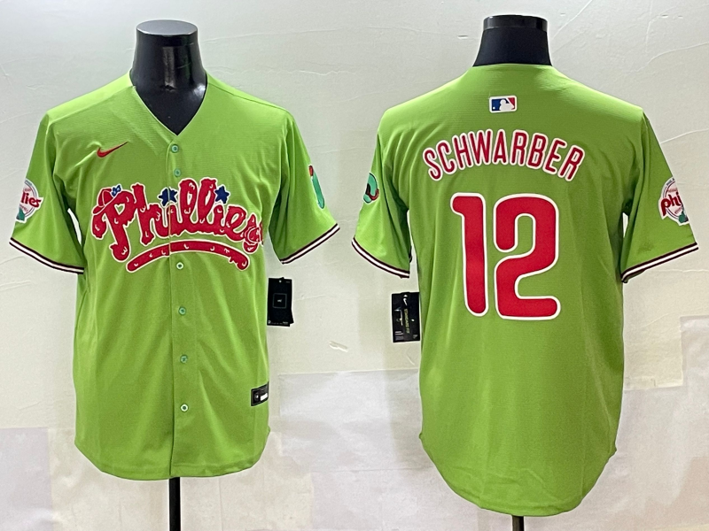 Men's Philadelphia Phillies Kyle Schwarber #12 Green Player Jerseys