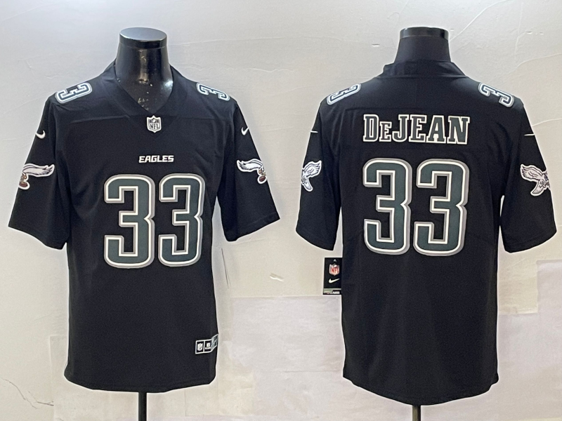 Men's Philadelphia Eagles Cooper DeJean #33 Carbon Black Fashion Game Player Jerseys