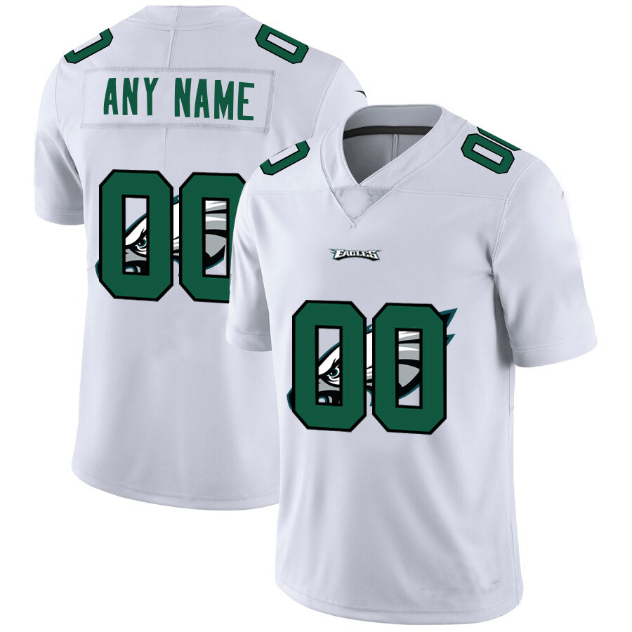 Custom1 Philadelphia Eagles White Team Big Logo Vapor Untouchable Limited Jerseys Stitched American Football Jerseys