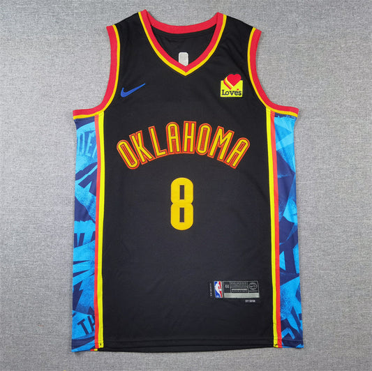 Men's Oklahoma City Thunder Jalen Williams #8 Black 2024/25 Swingman Player Jerseys - City Edition