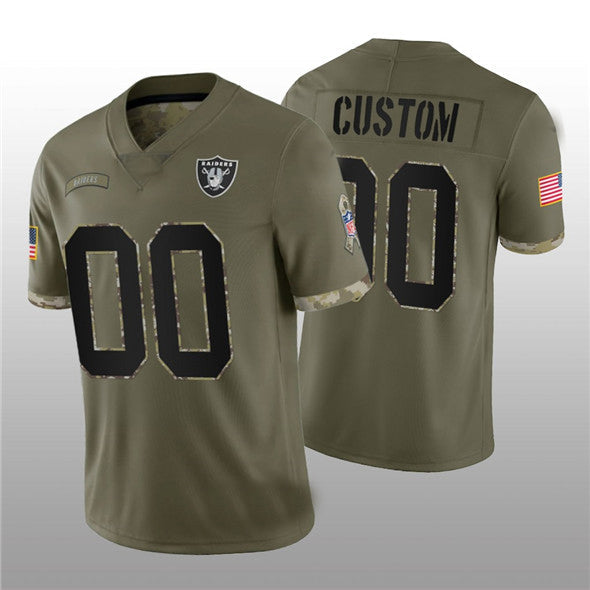 Custom1 Las Vegas Raiders ACTIVE PLAYER 2022 Olive Salute To Service Limited Stitched Jerseys  American Football Jerseys