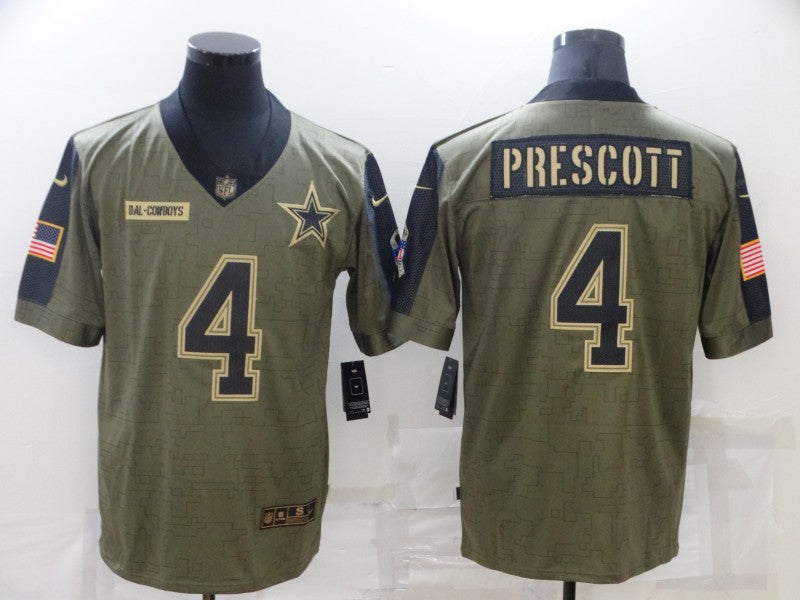 Men's Dallas Cowboys Dak Prescott #4 Brown Player Game Jerseys