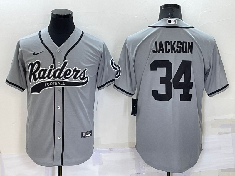 Men's Las Vegas Raiders Bo Jackson #34 Gray Game Jerseys Joint Edition