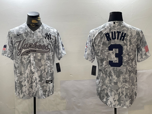 Men's New York Yankees Babe Ruth #3 Arctic Camo 2024 Salute to Service Limited Jerseys