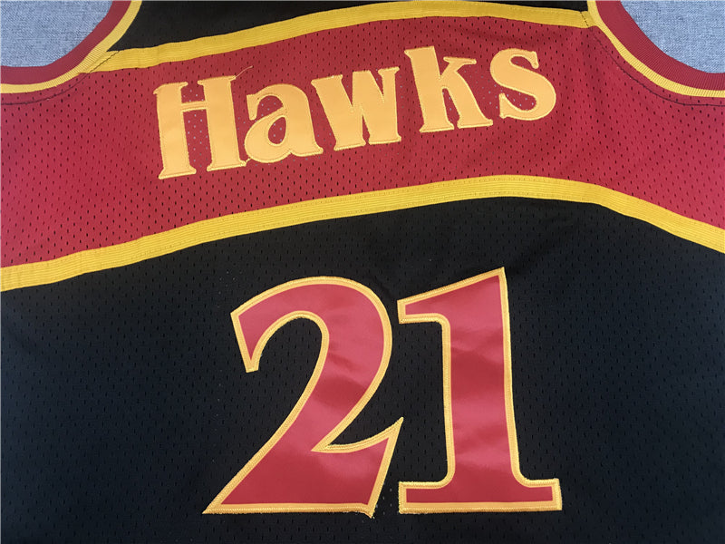Men's Atlanta Hawks Dominique Wilkins 1986-87 Black Hardwood Classics Swingman Jerseys