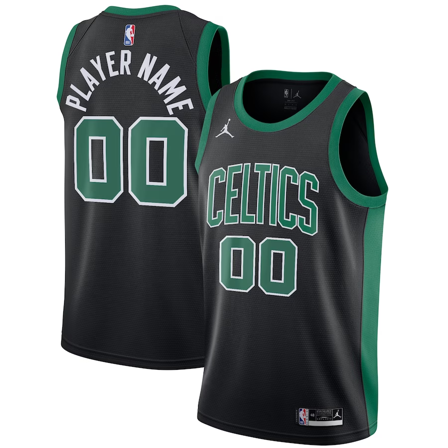Men's Boston Celtics Black Swingman Custom Jerseys - Statement Edition