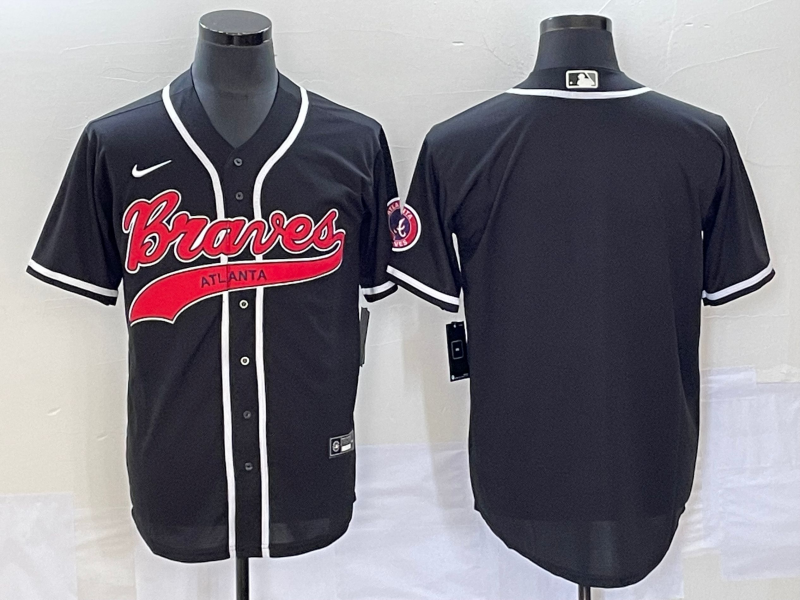 Men's Atlanta Braves Black Replica Blank Jerseys Joint Edition