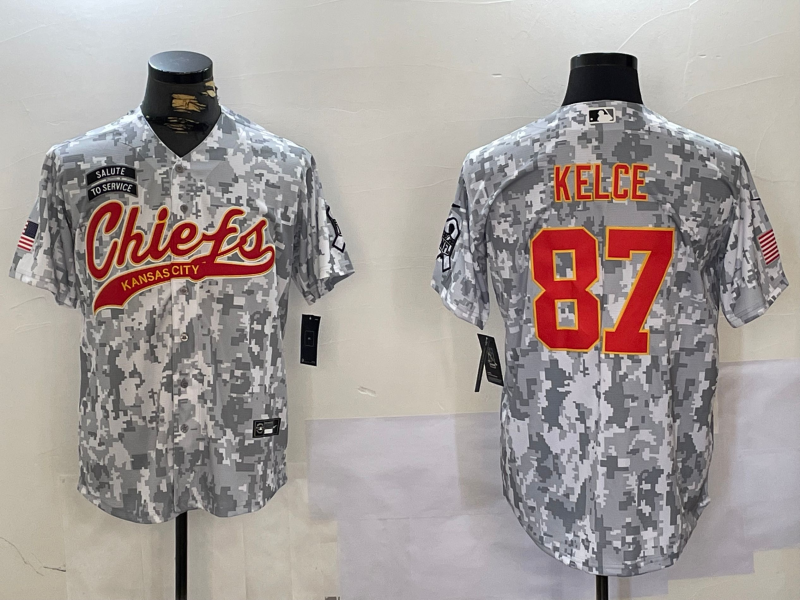 Men's Kansas City Chiefs Travis Kelce #87 Arctic Camo Salute to Service Limited Jerseys
