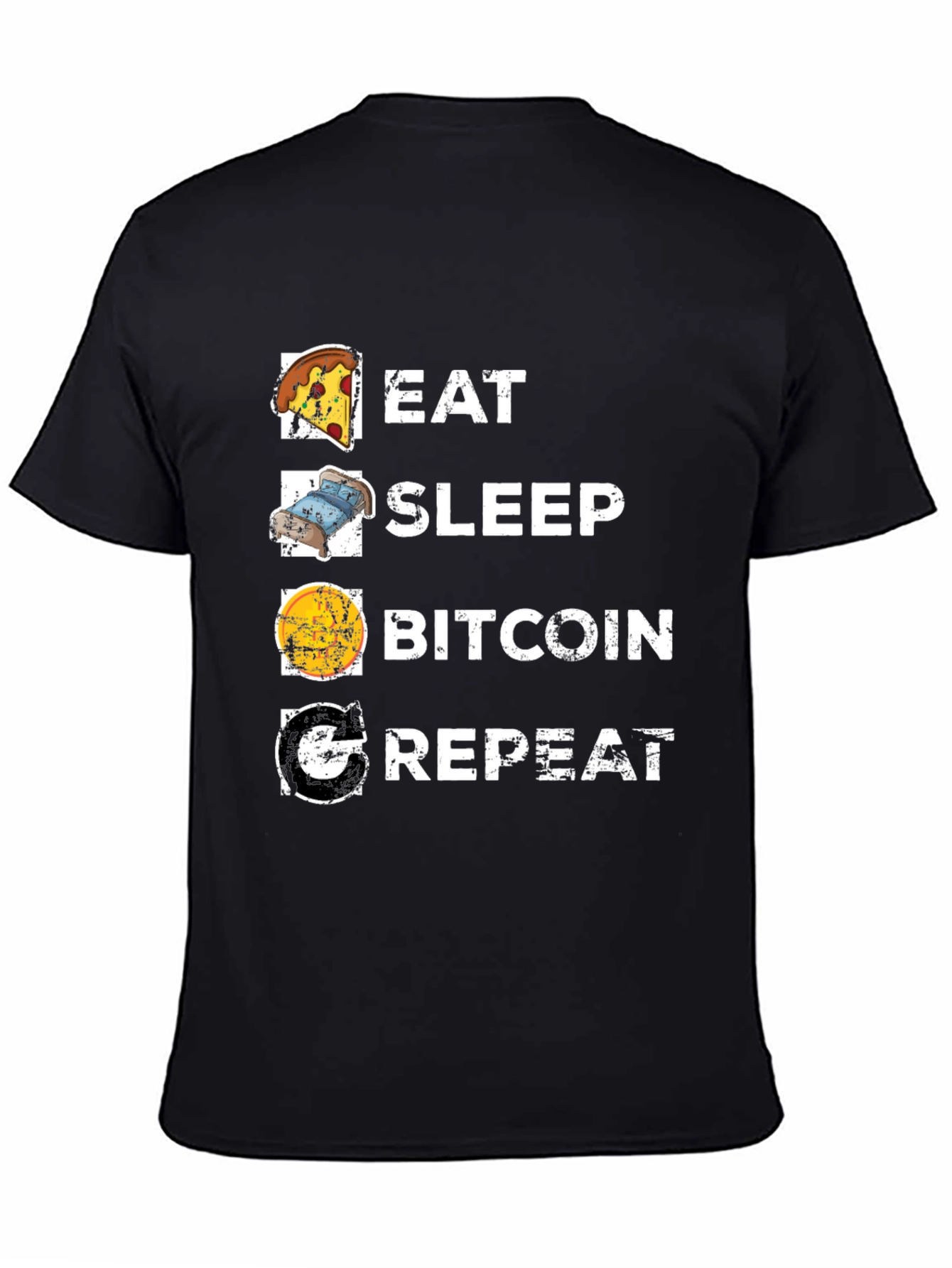 Eat Sleep Bitcoin Repeat Black T-Shirt