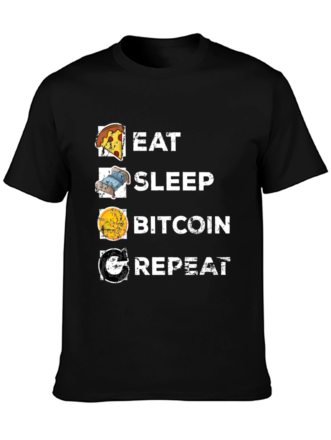 Eat Sleep Bitcoin Repeat Black T-Shirt