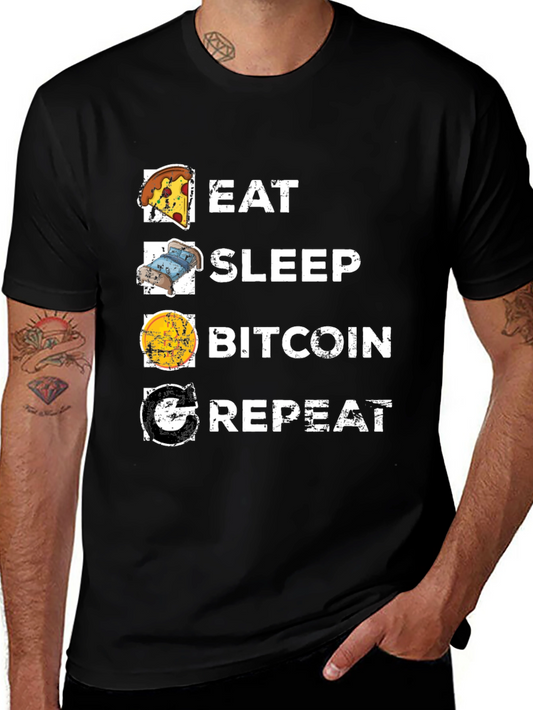 Eat Sleep Bitcoin Repeat Black T-Shirt