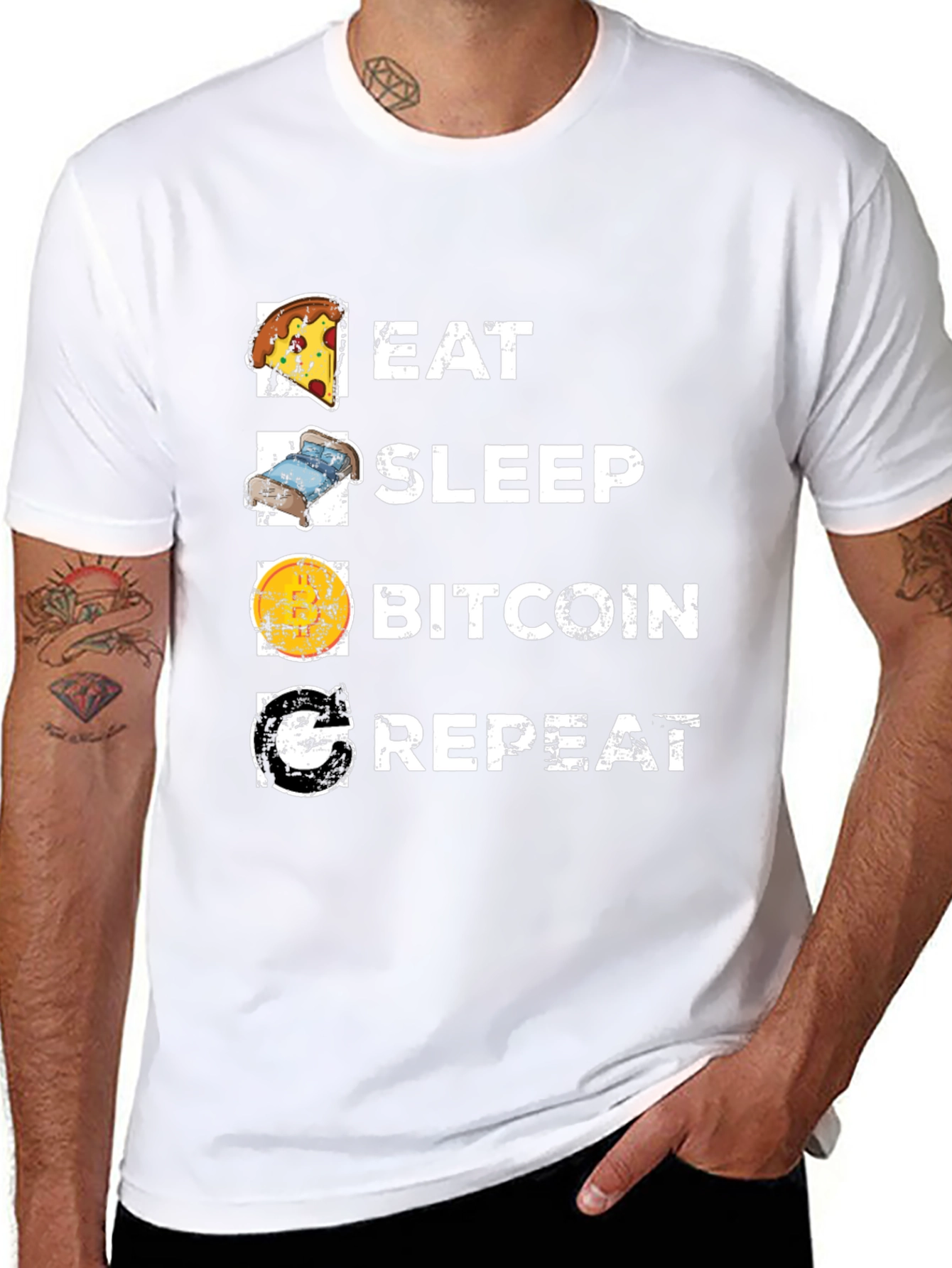 Eat Sleep Bitcoin Repeat Black T-Shirt