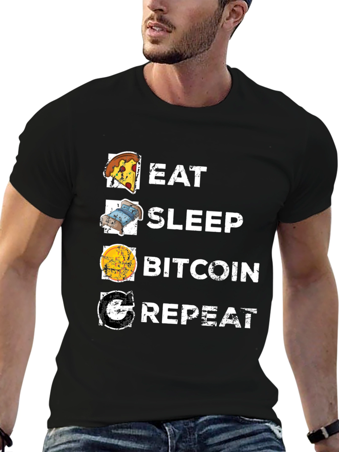 Eat Sleep Bitcoin Repeat Black T-Shirt