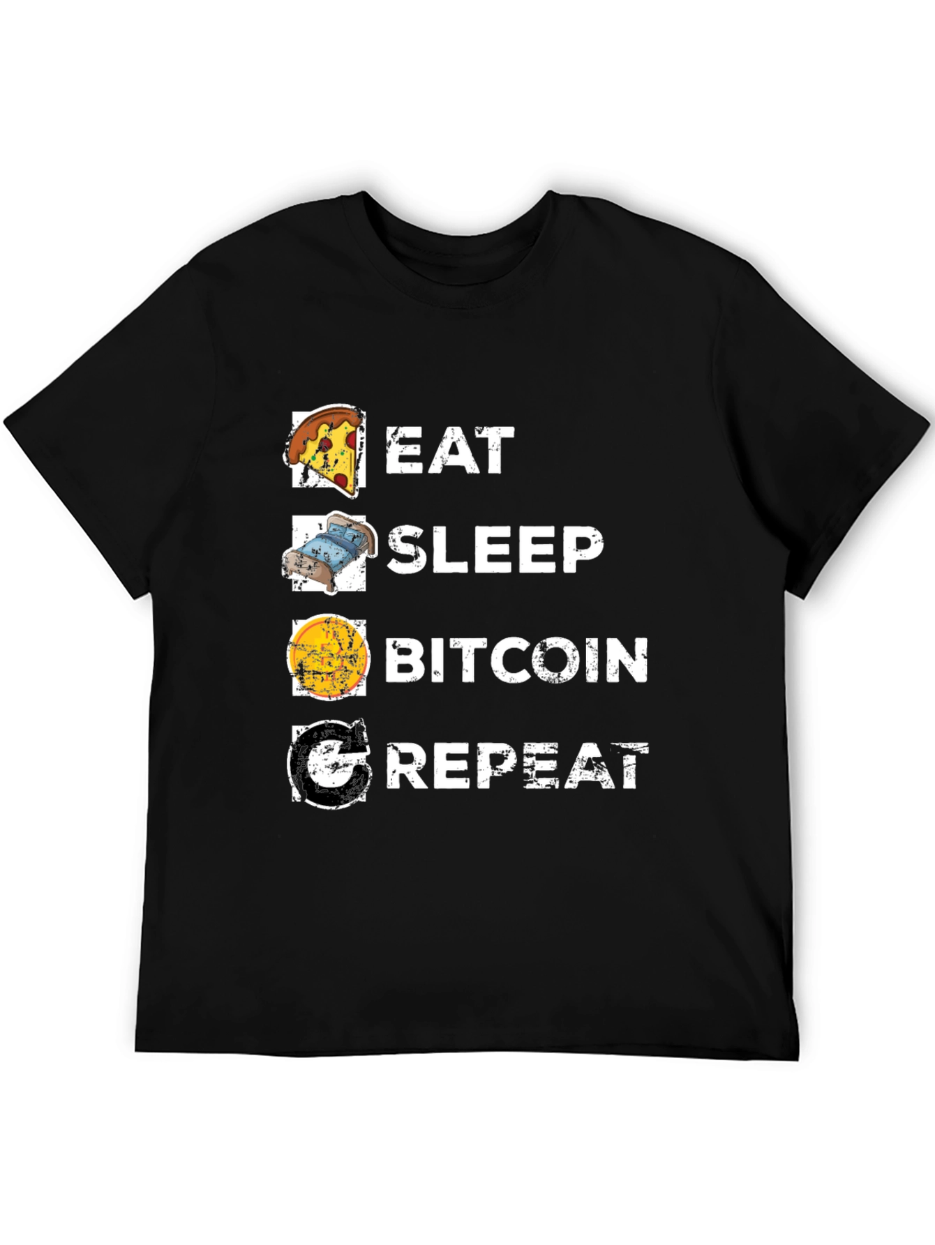 Eat Sleep Bitcoin Repeat Black T-Shirt
