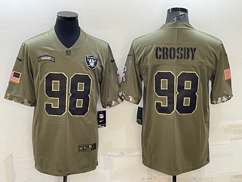 Men's Las Vegas Raiders Maxx Crosby #98 Olive 2022 Salute To Service Limited Jerseys