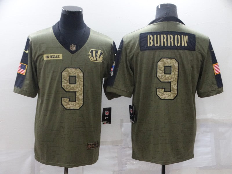 Men's Cincinnati Bengals Joe Burrow #9 Brown Game Jerseys
