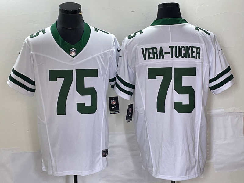 Men's New York Jets Alijah Vera-Tucker #75 White Legacy Player Game Jerseys