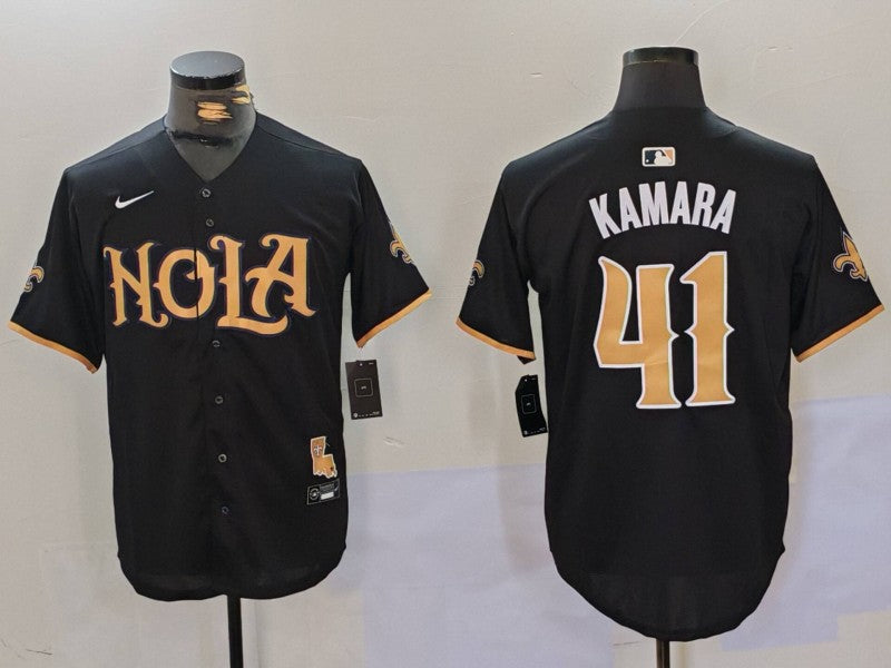 Men's New Orleans Saints Alvin Kamara #41 Black Replica Player Jerseys