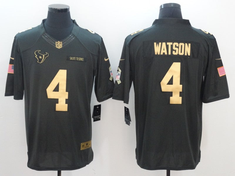 Men's Houston Texans #4 Deshaun Watson Black Team Game Jerseys