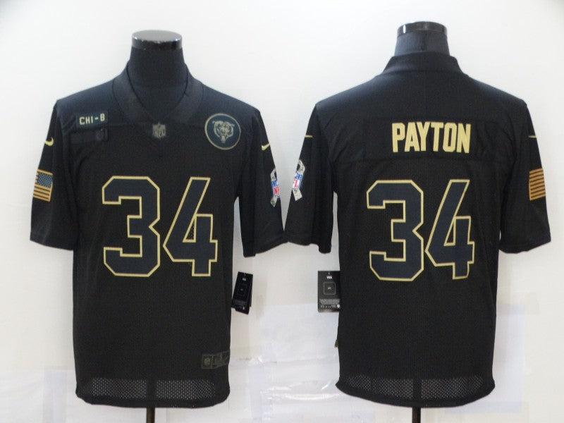 Men's Chicago Bears #34 Walter Payton Black Player Replica Jerseys