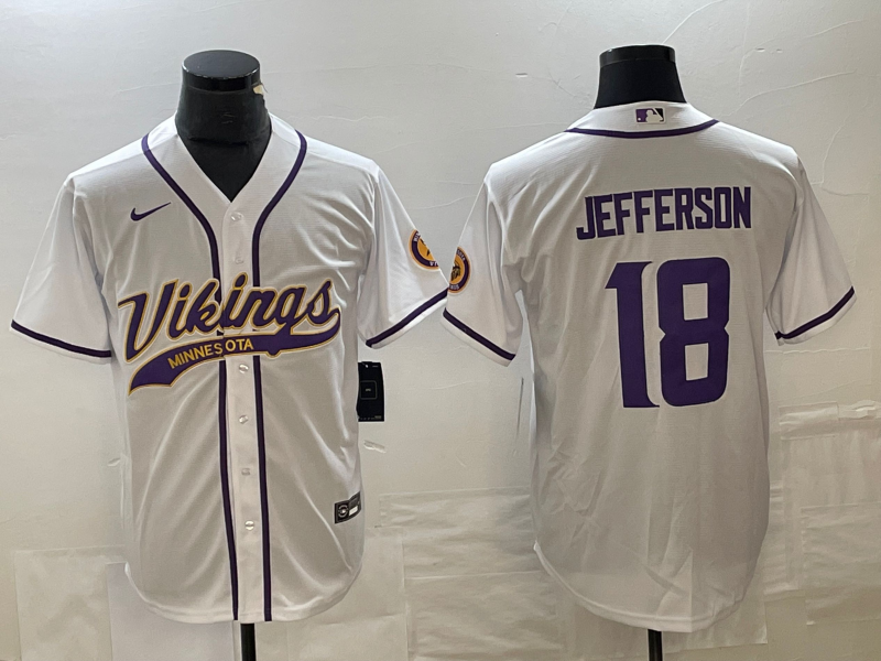 Men's Minnesota Vikings Justin Jefferson #18 White Game Jerseys Joint Edition