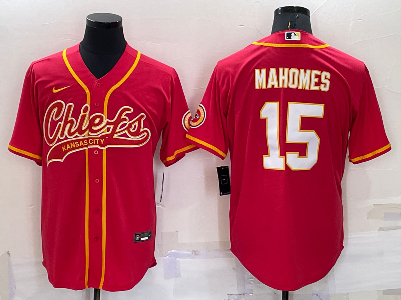 Men's Kansas City Chiefs Patrick Mahomes #15 Red Game Jerseys Joint Edition