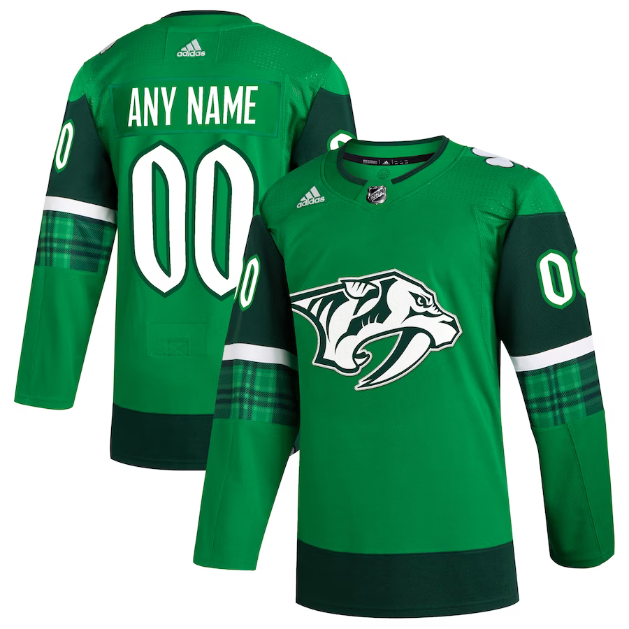 Men's Nashville Predators Kelly Green St. Patrick's Day Authentic Custom Jerseys