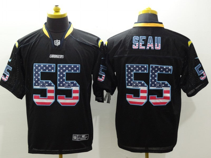 Men's Los Angeles Chargers Junior Seau #55 Black Game Jerseys