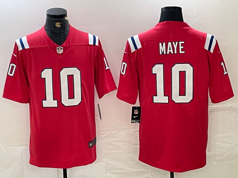 Men's New England Patriots Drake Maye #10 Red Player Game Jerseys