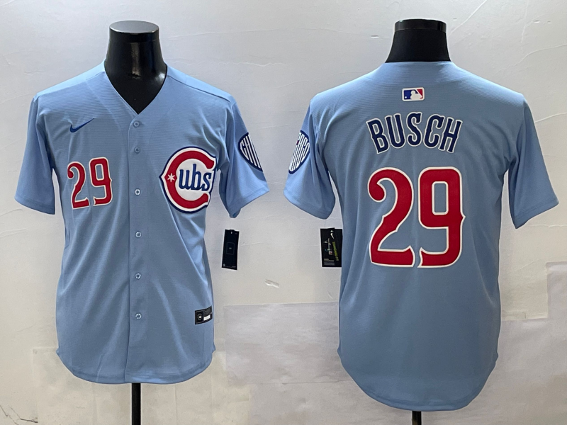 Men's Chicago Cubs Michael Busch #29 Light Blue 2nd Alternate Limited Player Jerseys
