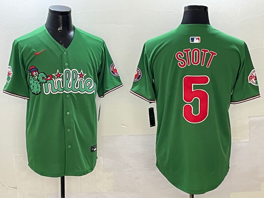 Men's Philadelphia Phillies Bryson Stott #5 Green Replica Team Jerseys