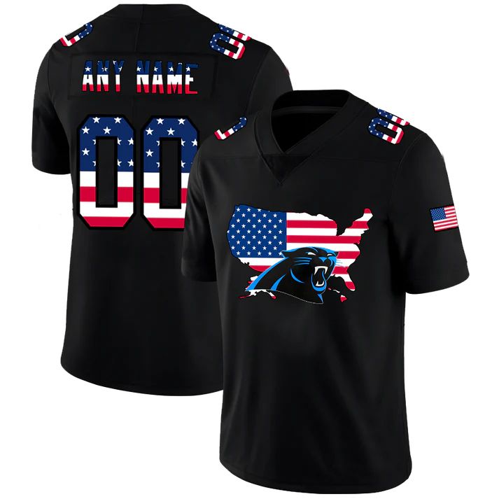 Custom1 Carolina Panthers Football Black Limited Fashion Flag American Stitched Jerseys Football Jerseys