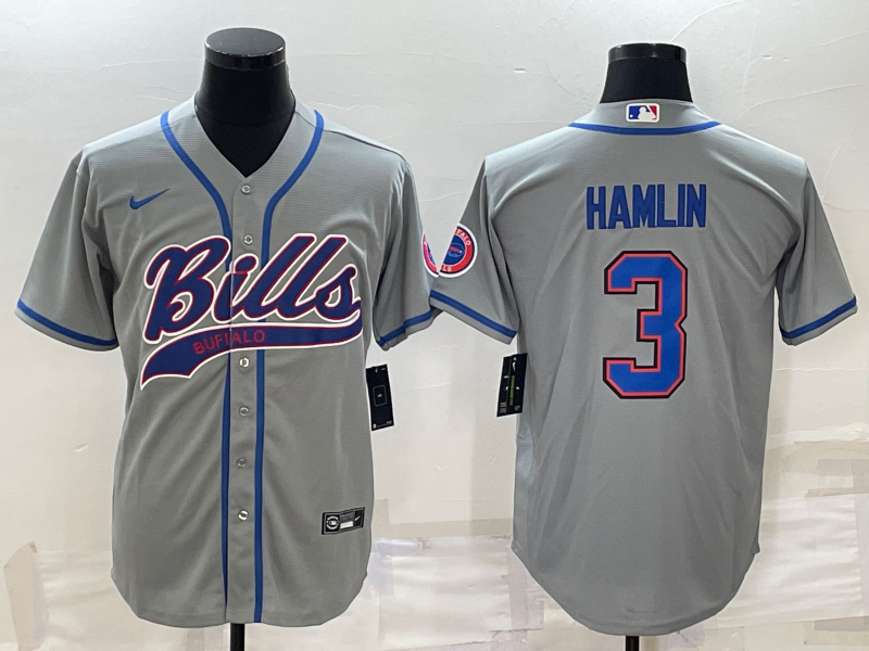 Men's Buffalo Bills Damar Hamlin #3 Gray Game Jerseys Joint Edition