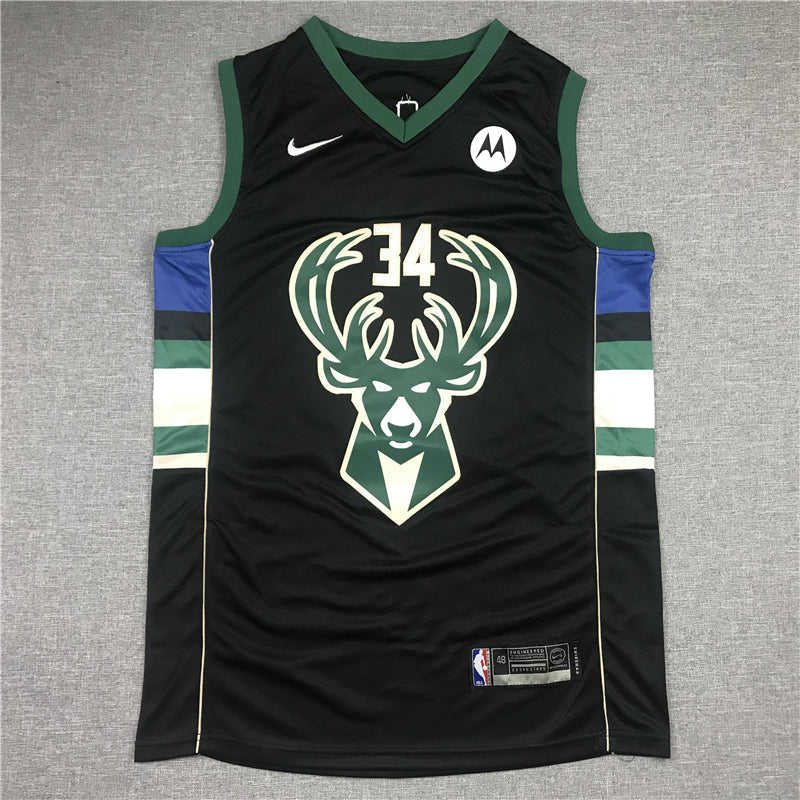 Men's Milwaukee Bucks Giannis Antetokounmpo #34 Black Player Jerseys