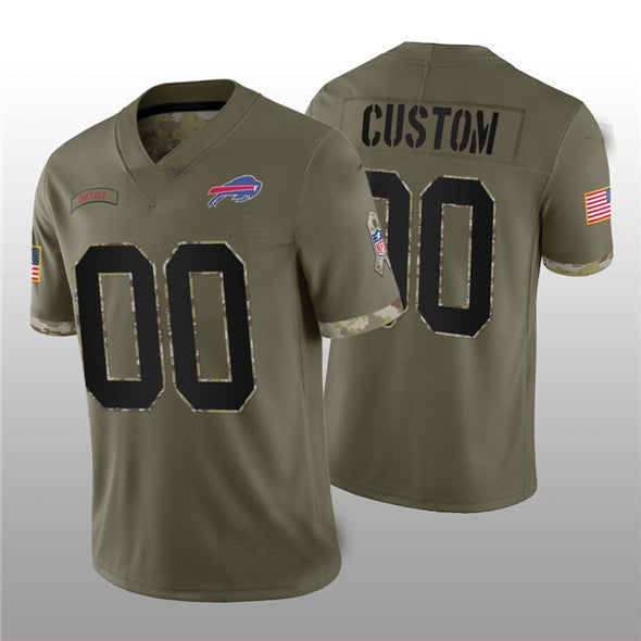 Custom1 Buffalo Bills ACTIVE PLAYER 2022 Olive Salute To Service Limited Stitched Jerseys Football Jerseys