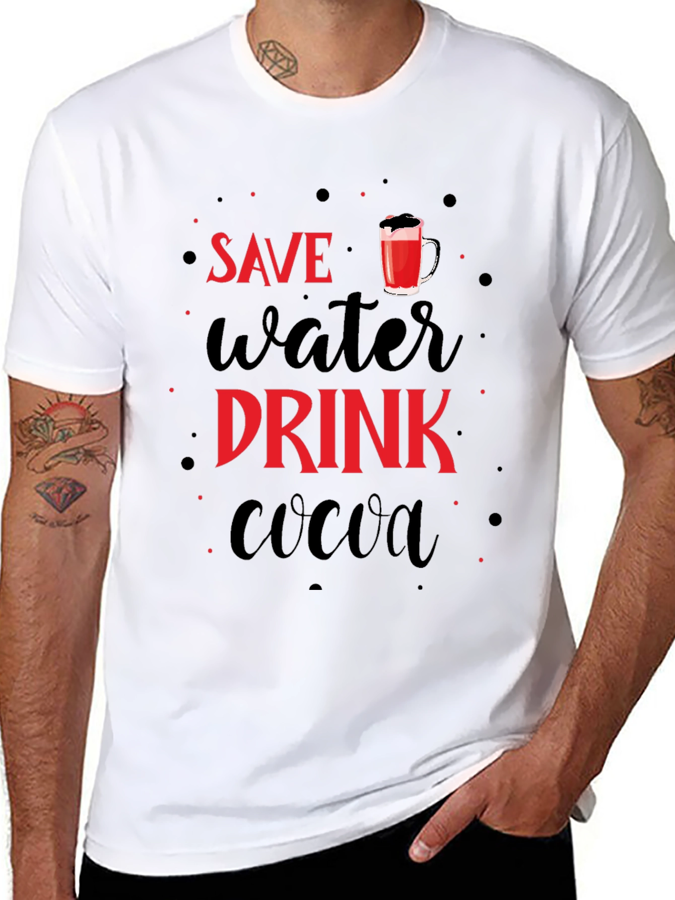 Save Water Drink Cocoa Novelty Graphic T-Shirt