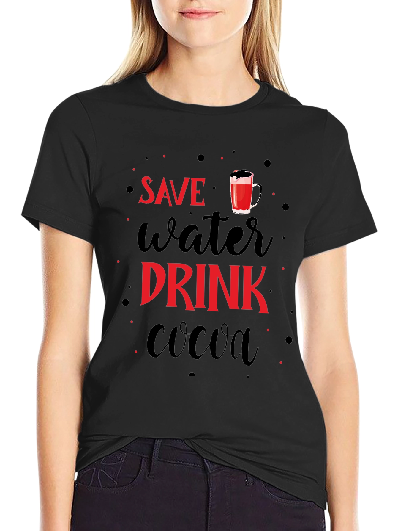 Save Water Drink Cocoa Novelty Graphic T-Shirt