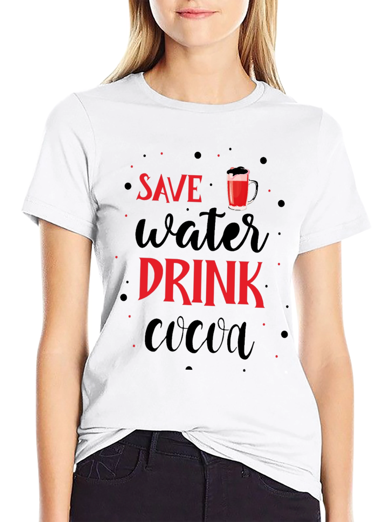 Save Water Drink Cocoa Novelty Graphic T-Shirt
