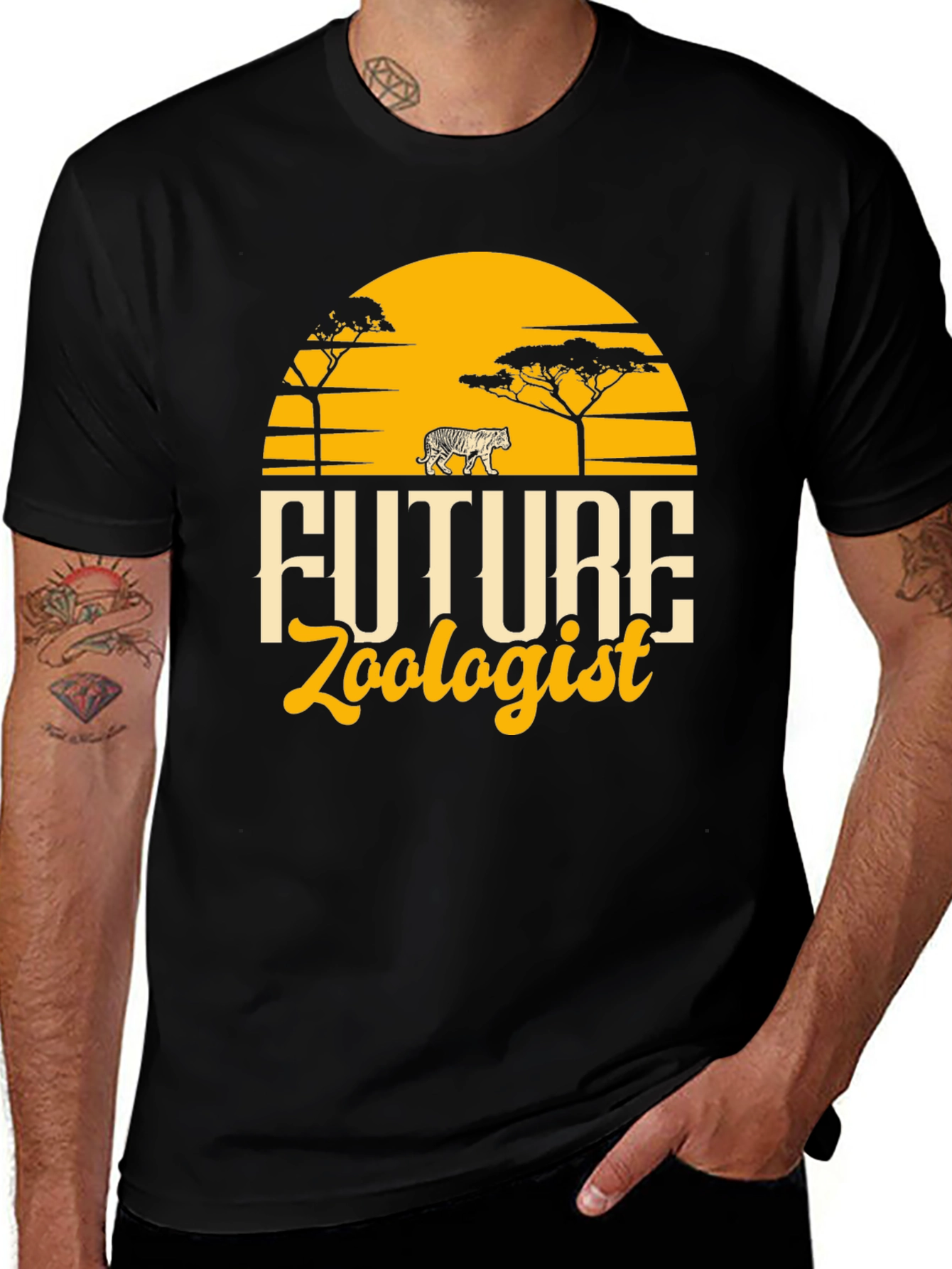 Future Zoologist Black Graphic T-Shirt