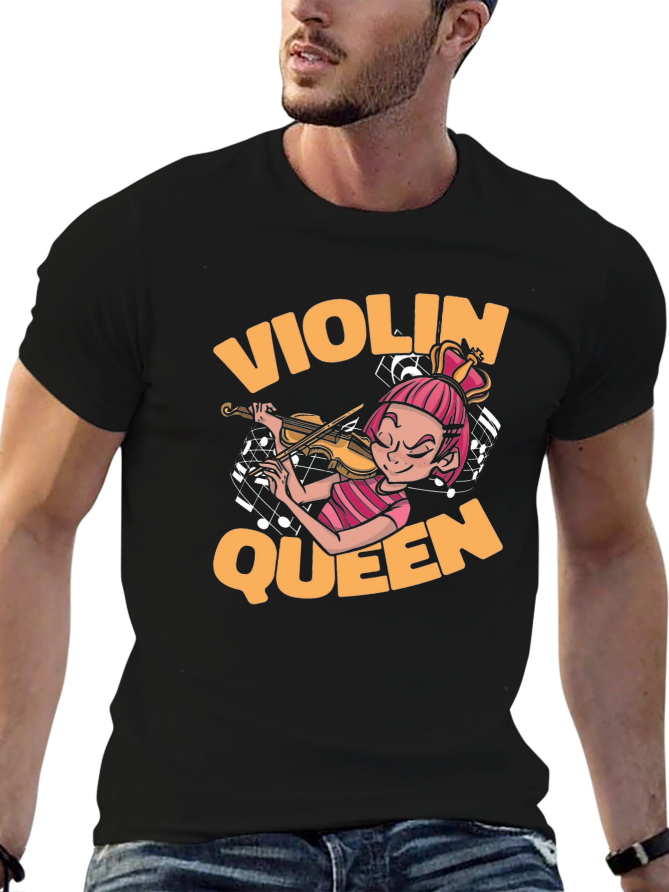 Violin Queen Black T-Shirt - Music Lover Tee
