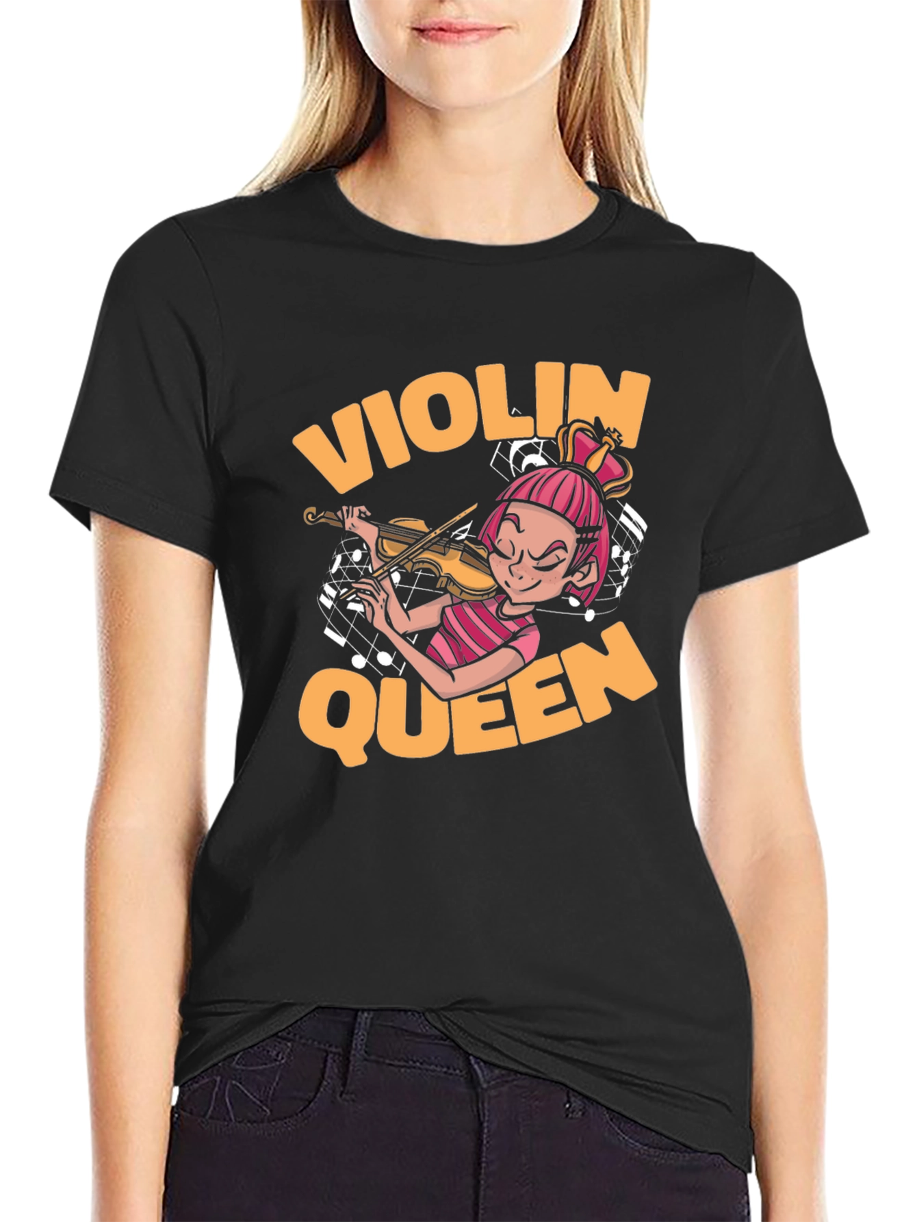 Violin Queen Black T-Shirt - Music Lover Tee