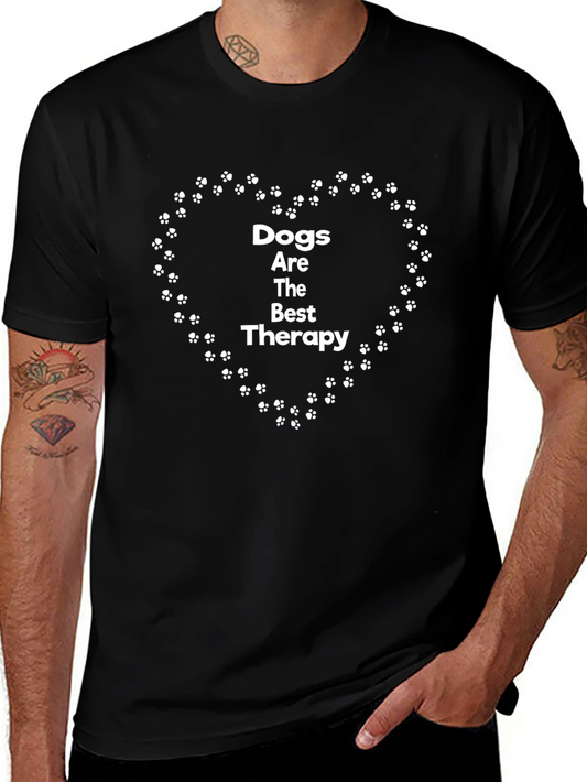 Dogs Are The Best Therapy Black T-Shirt