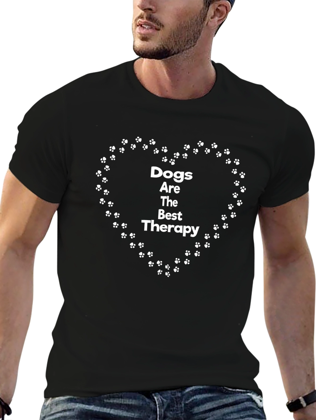 Dogs Are The Best Therapy Black T-Shirt