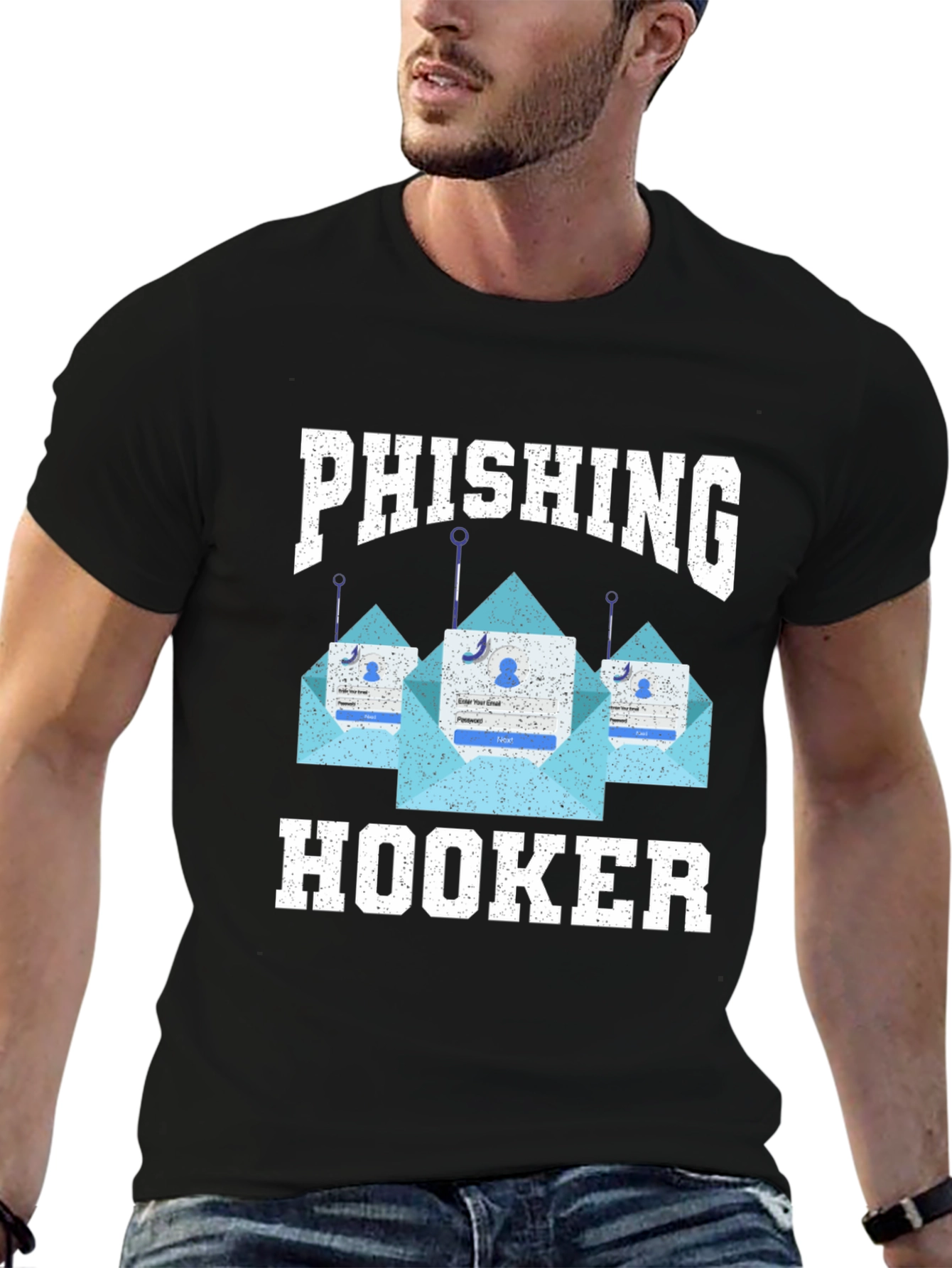 Phishing Hooker T-Shirt - Black Graphic Tee