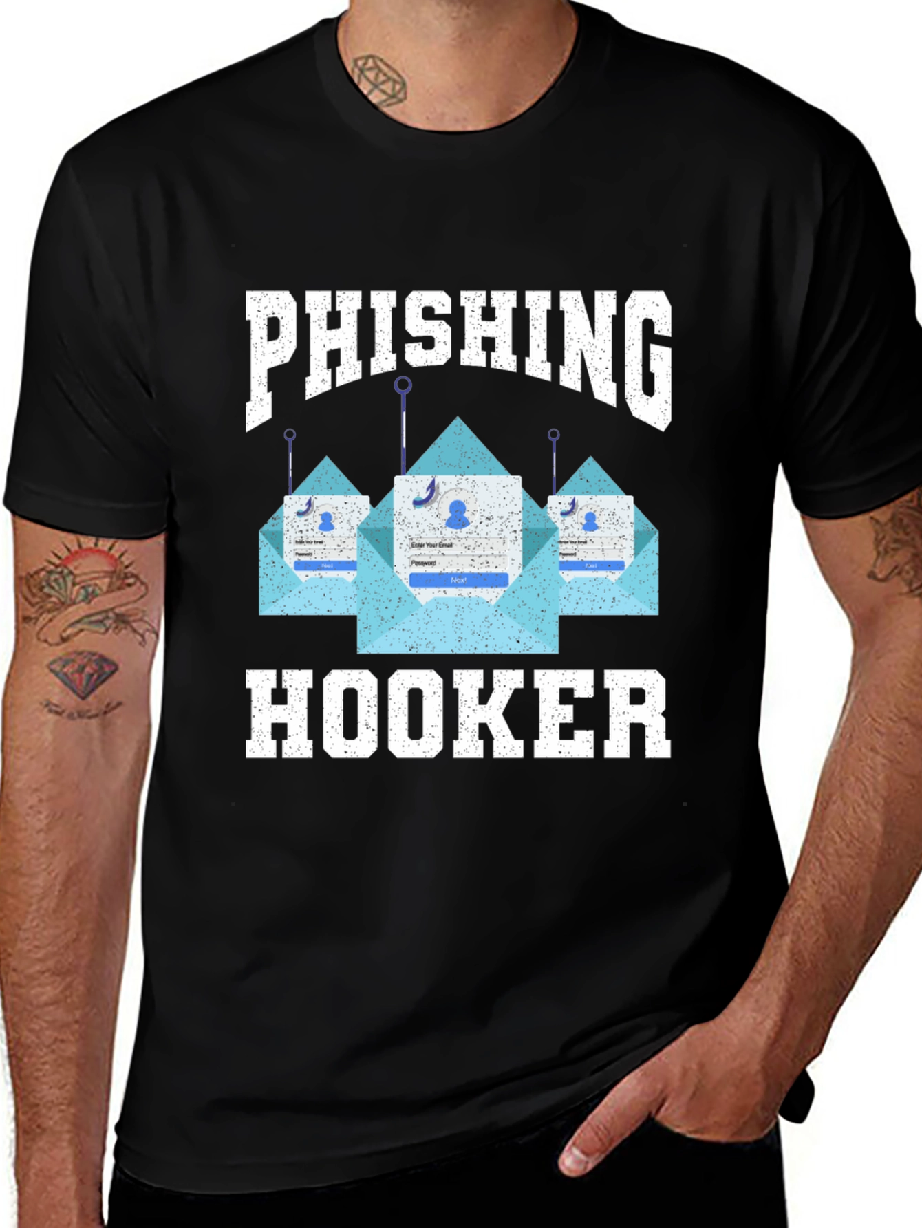 Phishing Hooker T-Shirt - Black Graphic Tee