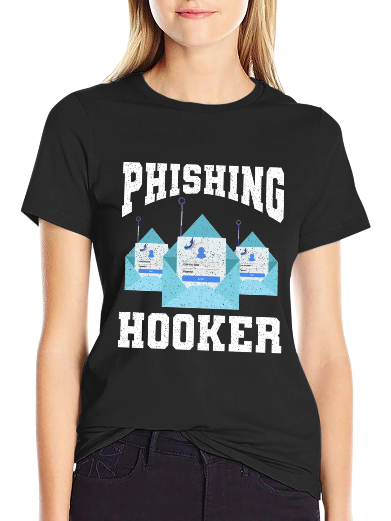 Phishing Hooker T-Shirt - Black Graphic Tee