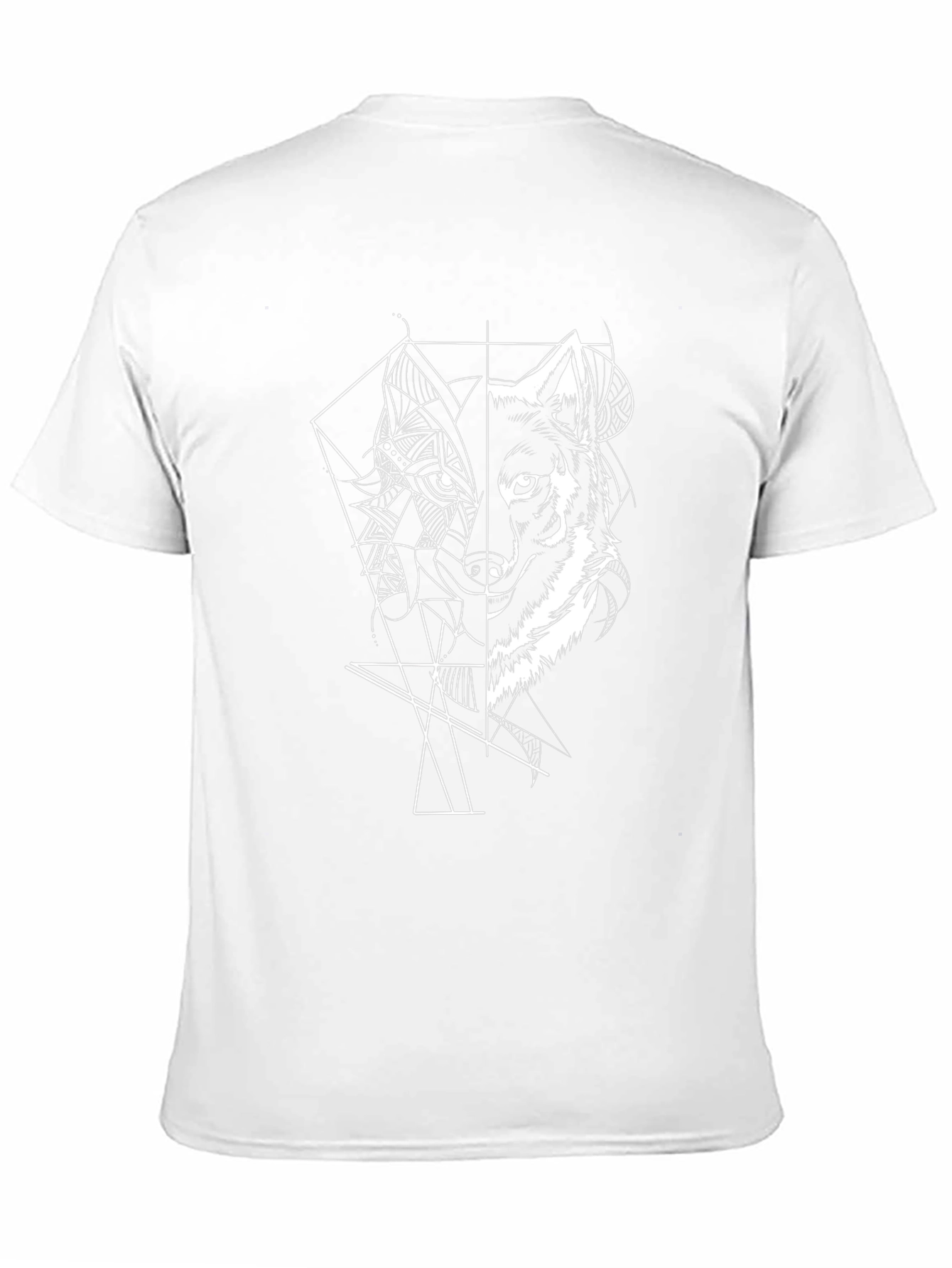 Geometric Wolf Graphic Tee - Cool Black T-Shirt