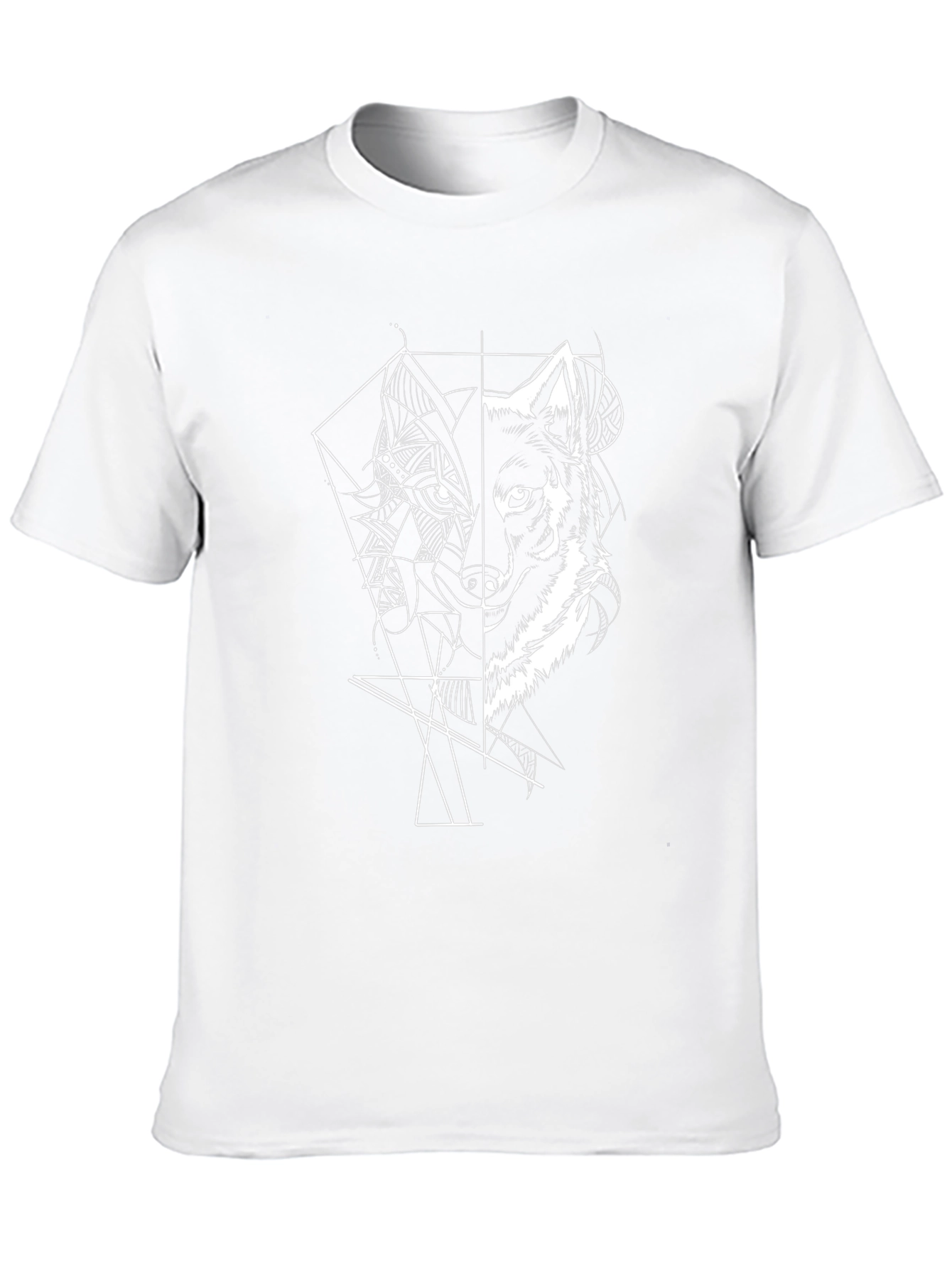 Geometric Wolf Graphic Tee - Cool Black T-Shirt