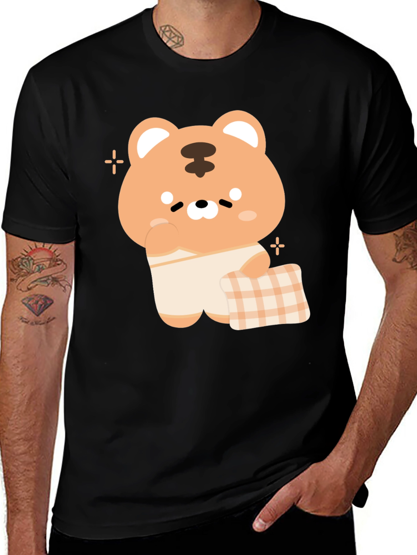 Cute Tiger Graphic Tee - Black