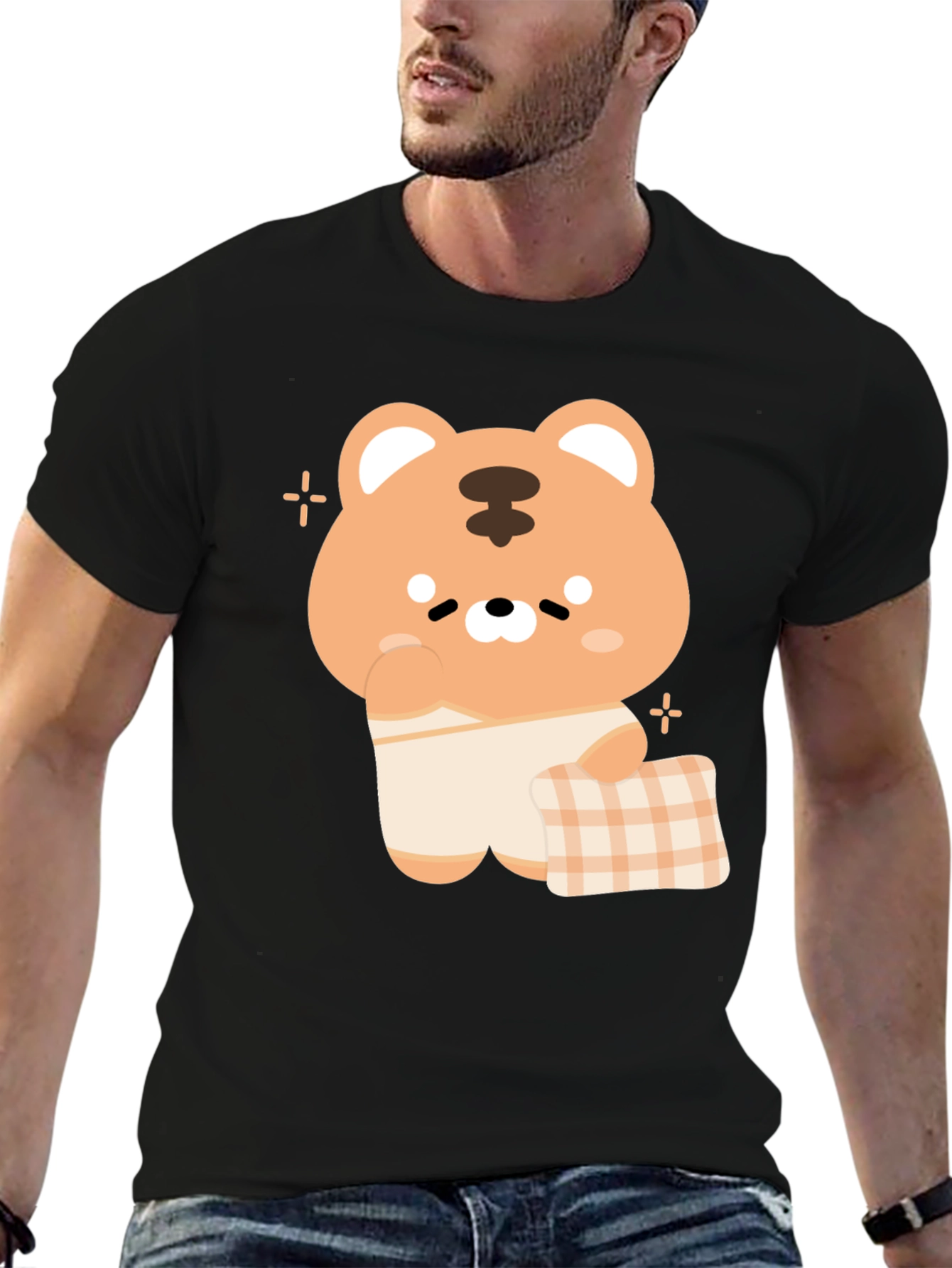 Cute Tiger Graphic Tee - Black